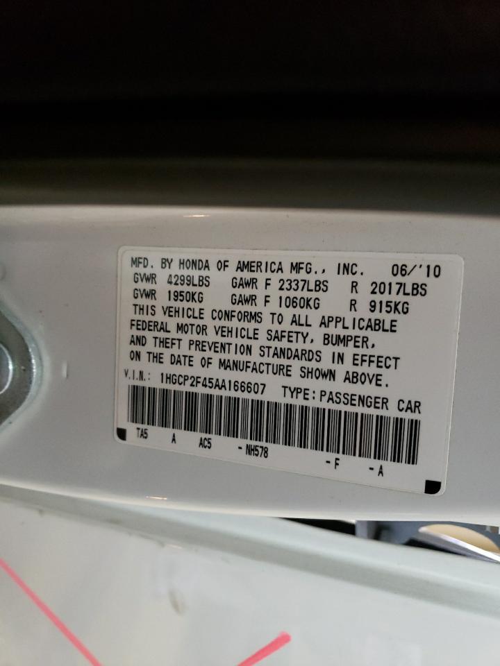 Photo 10 from auction – 2010 HONDA ACCORD LXP with VIN 1HGCP2F45AA166607