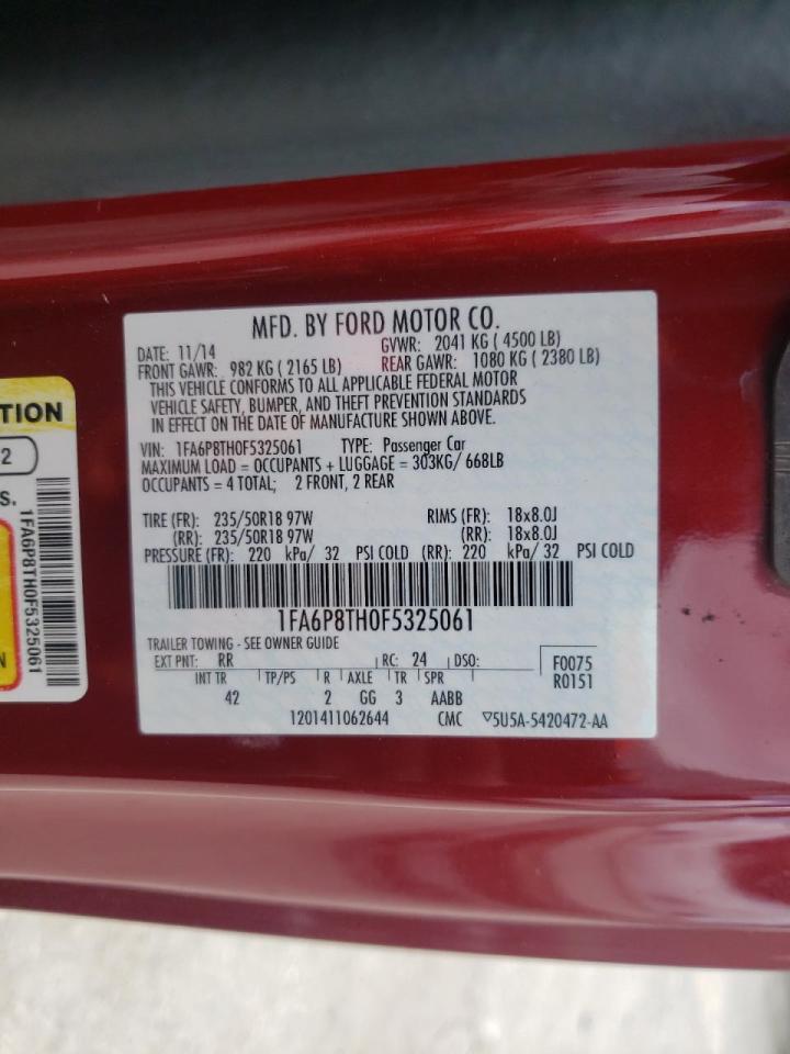 Photo 10 from auction – 2015 FORD MUSTANG with VIN 1FA6P8TH0F5325061
