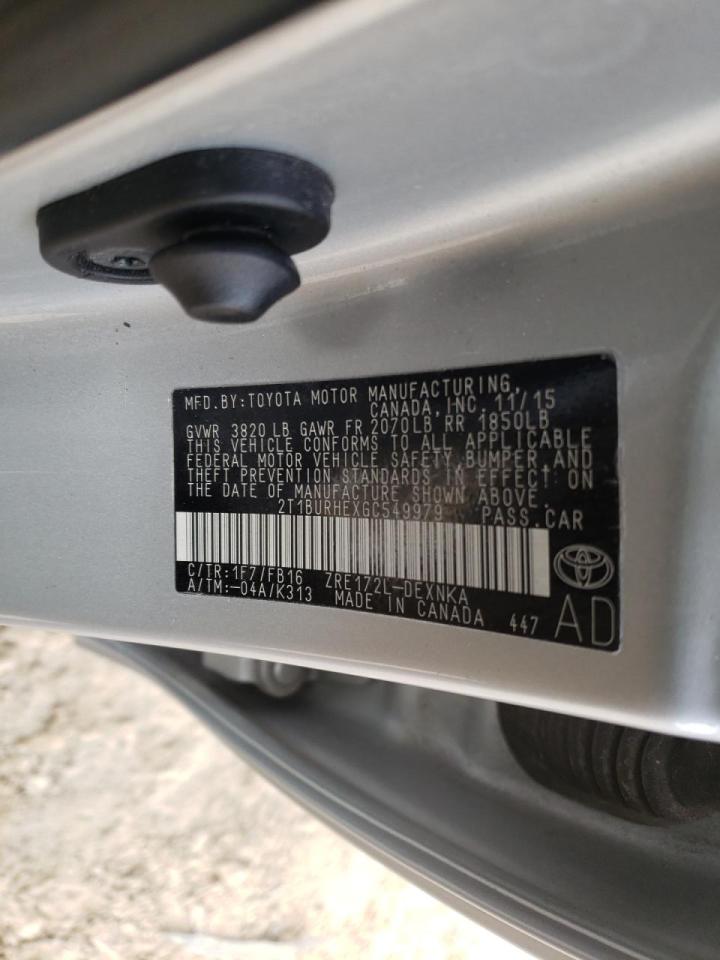 صورة رقم 10 من المزاد - 2016 TOYOTA COROLLA L مع VIN 2T1BURHEXGC549979