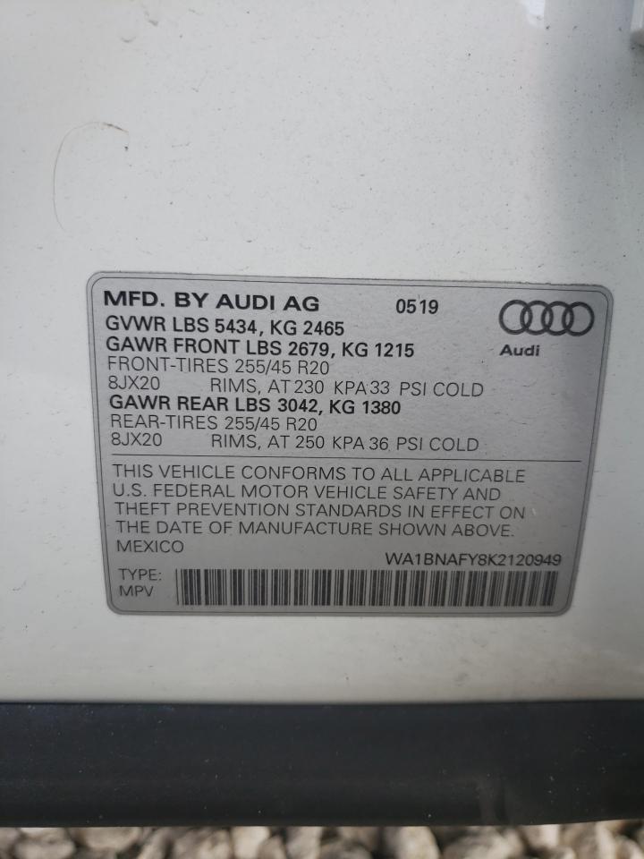 Photo 10 from auction – 2019 AUDI Q5 PREMIUM with VIN WA1BNAFY8K2120949
