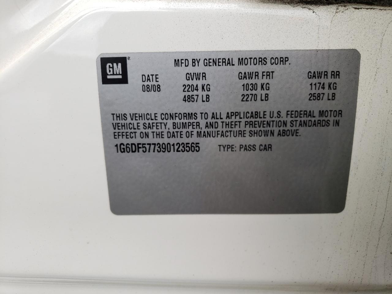 Photo 10 from auction – 2009 CADILLAC CTS with VIN 1G6DF577390123565