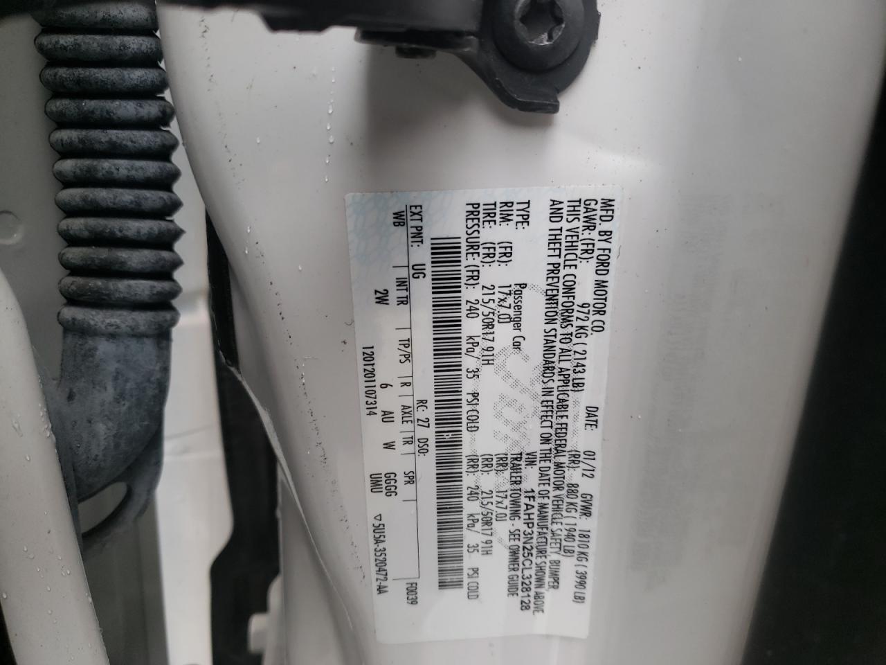 Photo 10 from auction – 2012 FORD FOCUS TITA with VIN 1FAHP3N25CL328128