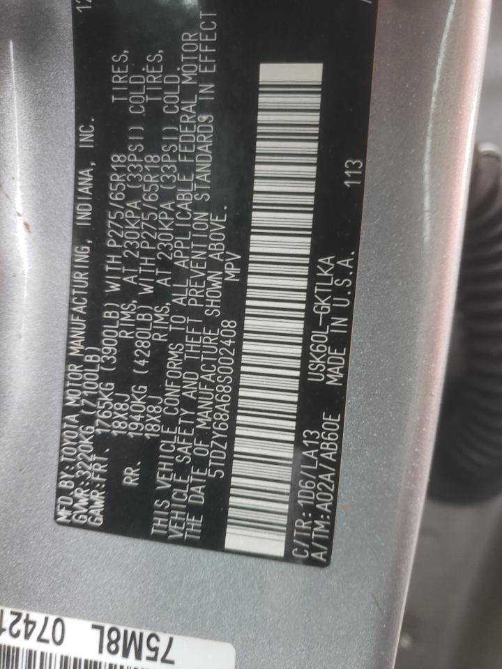 Photo 10 from auction – 2008 TOYOTA SEQUOIA LI with VIN 5TDZY68A68S002408