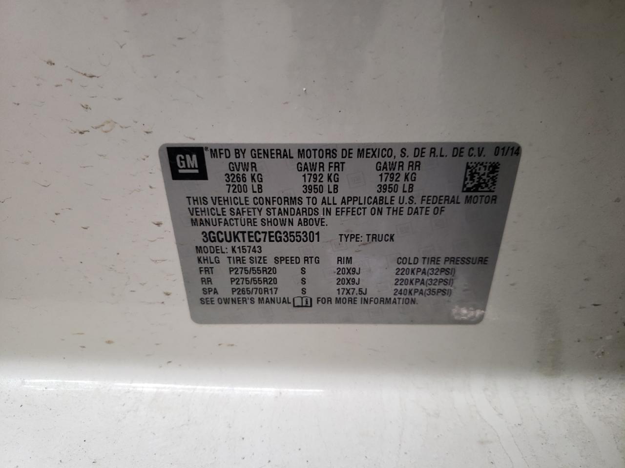 Photo 10 from auction – 2014 CHEVROLET SILVERADO with VIN 3GCUKTEC7EG355301
