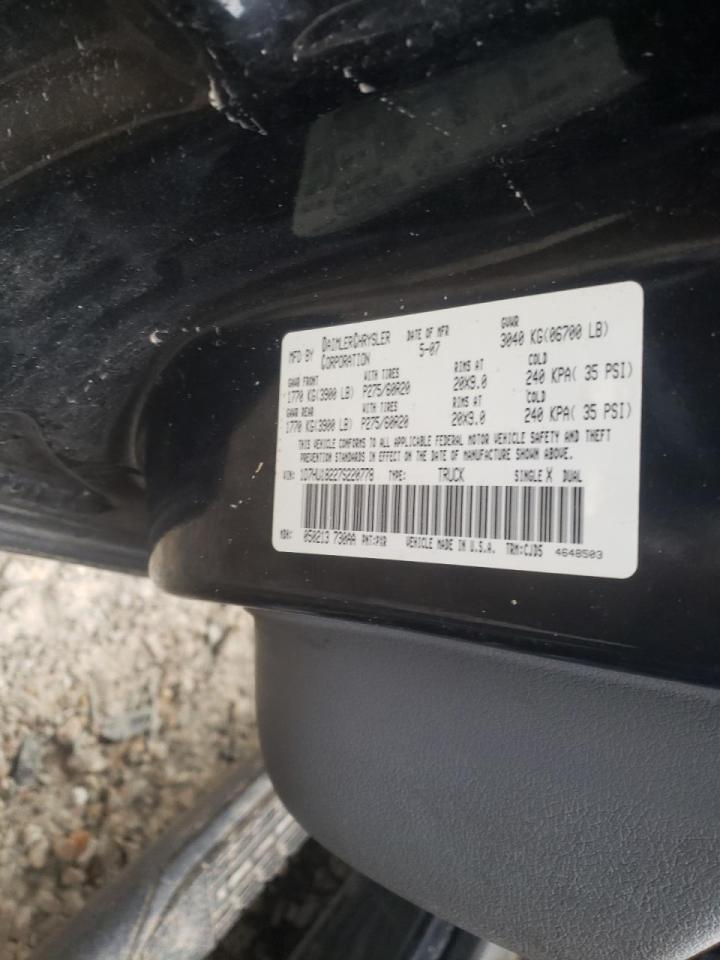 Photo 10 from auction – 2007 DODGE RAM 1500 S with VIN 1D7HU18227S220778