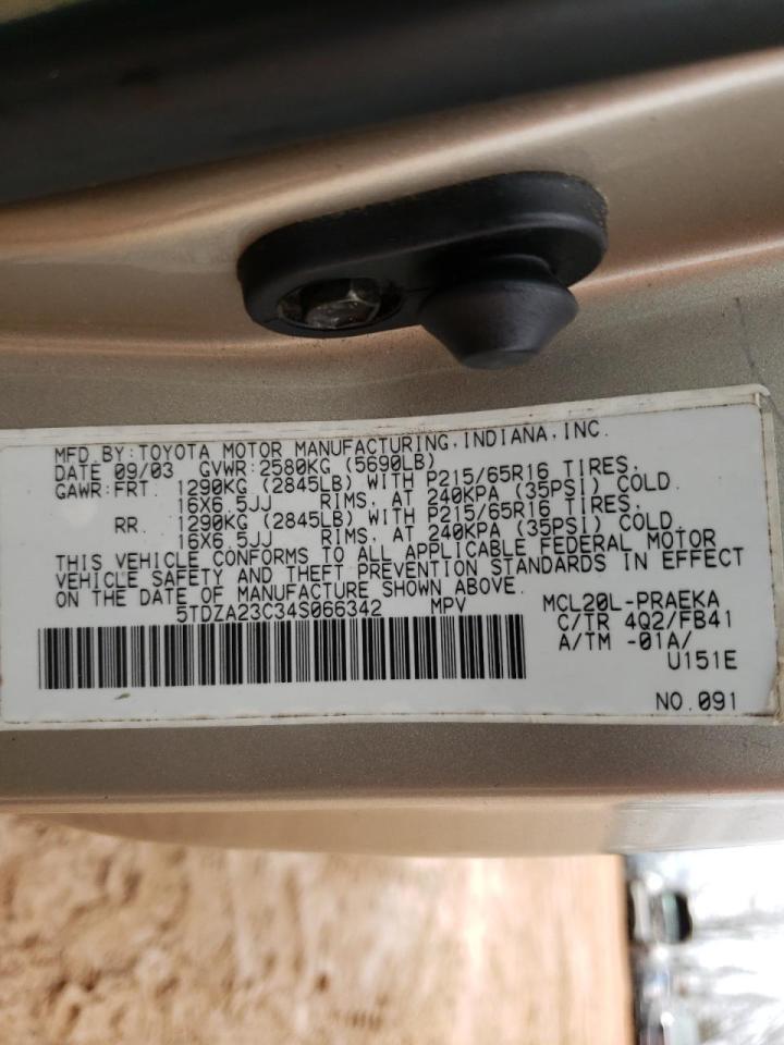 Photo 10 from auction – 2004 TOYOTA SIENNA CE with VIN 5TDZA23C34S066342