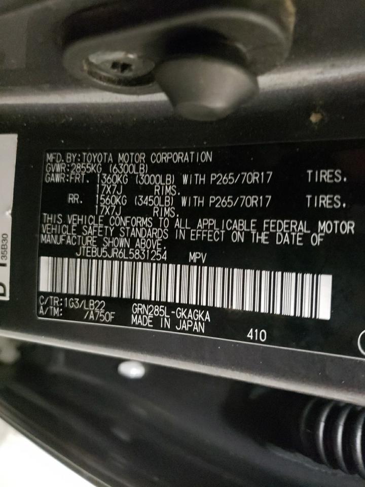 Photo 10 from auction – 2020 TOYOTA 4RUNNER SR with VIN JTEBU5JR6L5831254