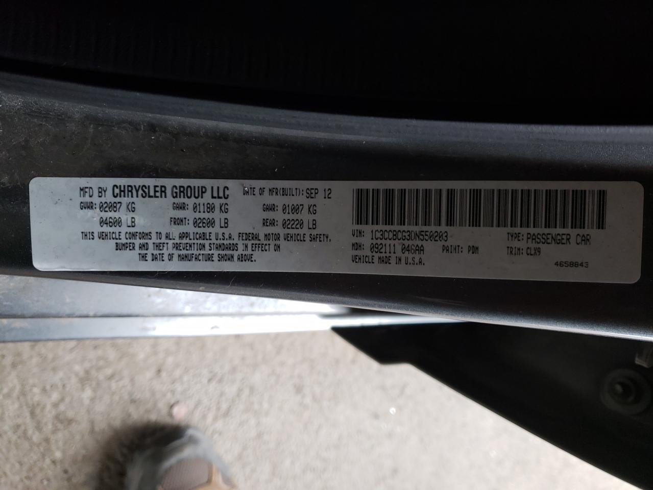 Photo 10 from auction – 2013 CHRYSLER 200 LIMITE with VIN 1C3CCBCG3DN550203