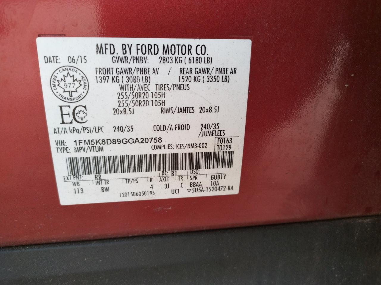 Photo 10 from auction – 2016 FORD EXPLORER X with VIN 1FM5K8D89GGA20758
