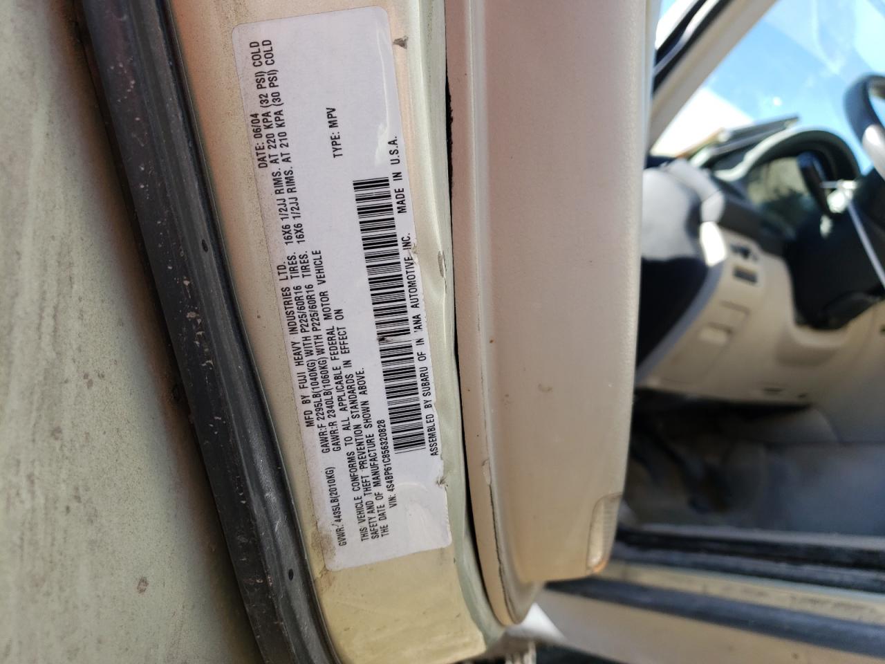 Photo 10 from auction – 2005 SUBARU LEGACY OUT with VIN 4S4BP61C856320828