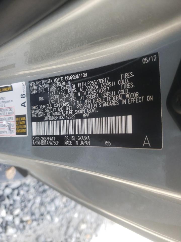 Photo 10 from auction – 2012 TOYOTA FJ CRUISER with VIN JTEBU4BF1CK142982