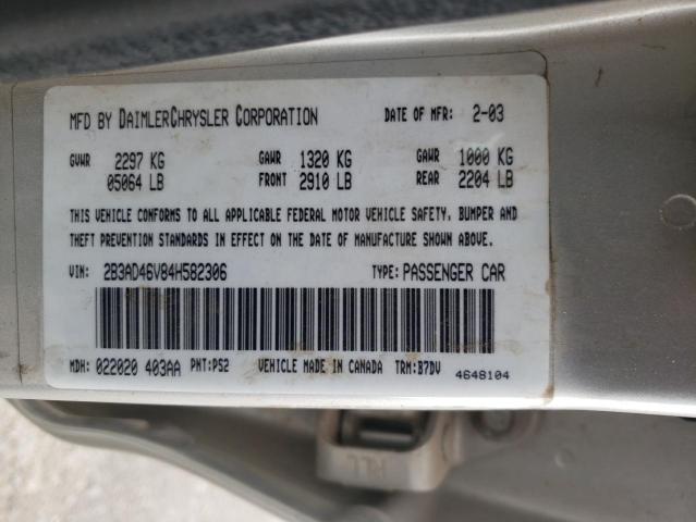 Photo 10 from auction – 2004 DODGE INTREPID S with VIN 2B3AD46V84H582306