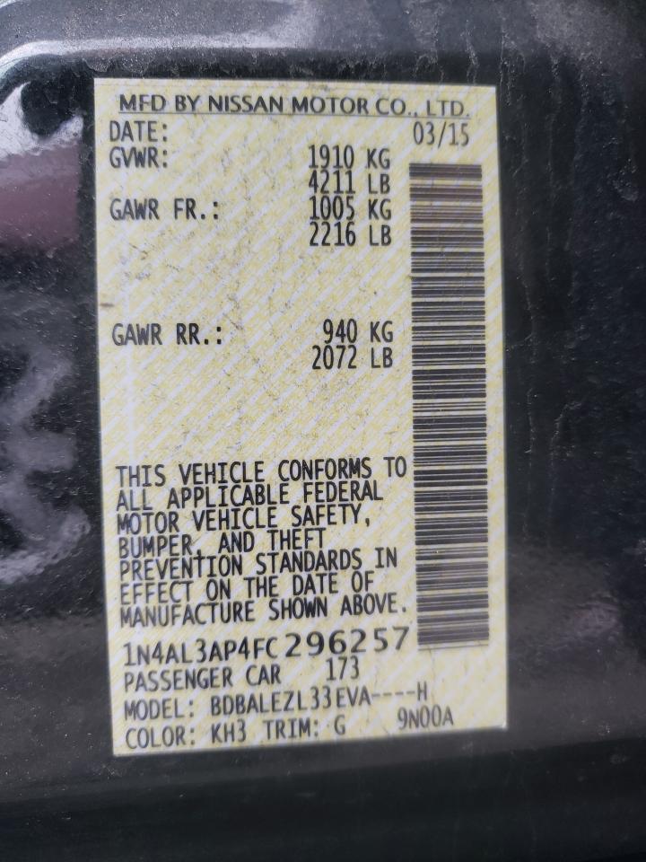 Photo 10 from auction – 2015 NISSAN ALTIMA 2.5 with VIN 1N4AL3AP4FC296257