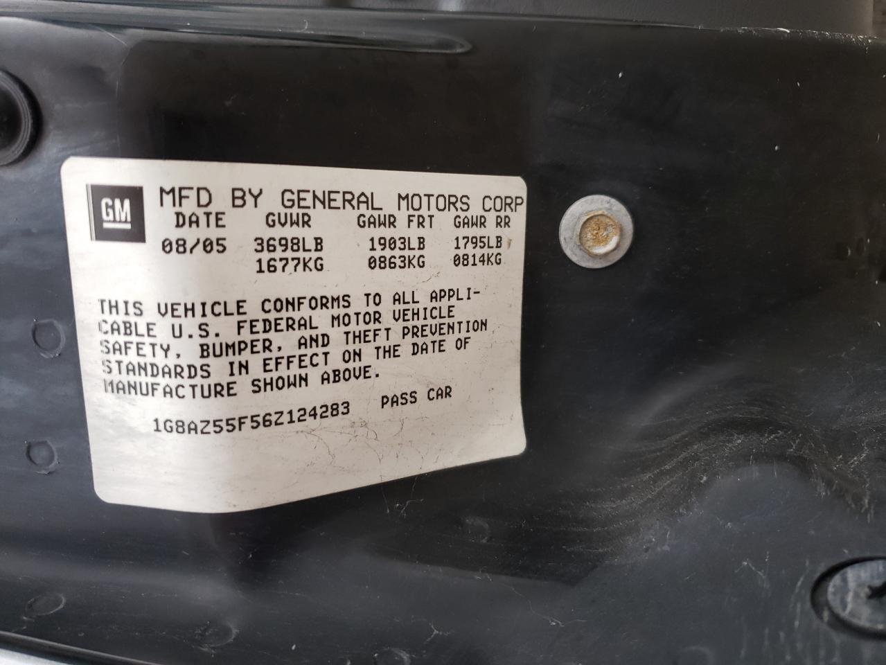 Photo 10 from auction – 2006 SATURN ION LEVEL with VIN 1G8AZ55F56Z124283