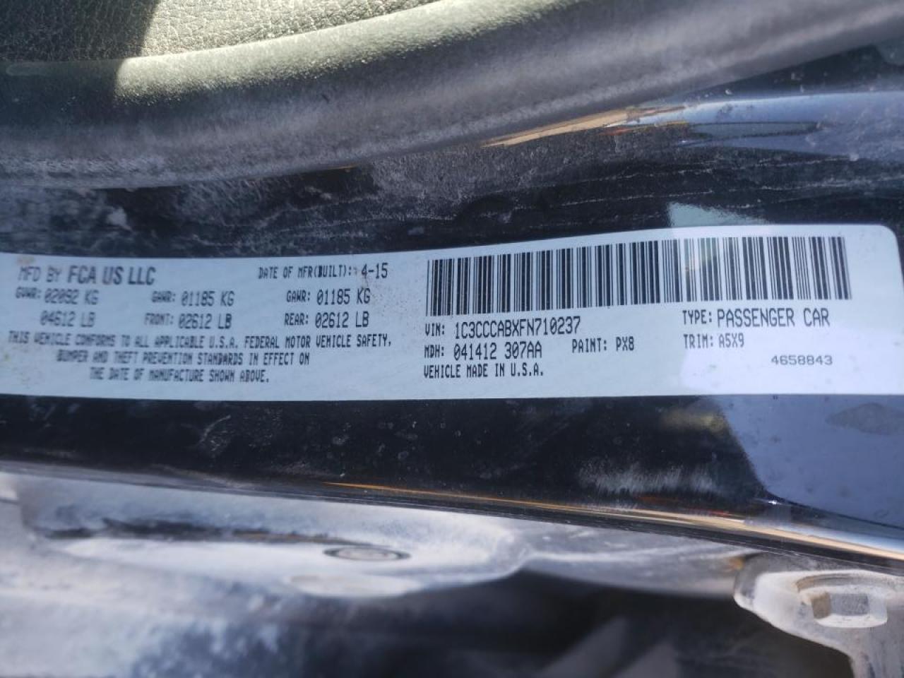 Photo 10 from auction – 2015 CHRYSLER 200 LIMITE with VIN 1C3CCCABXFN710237