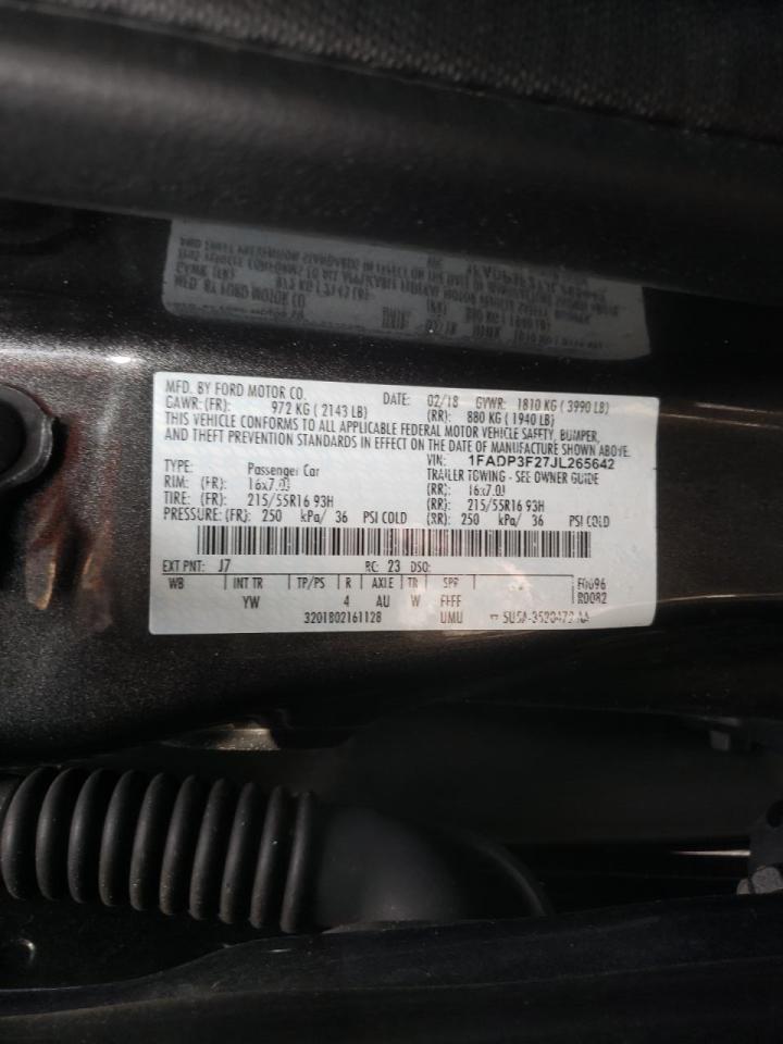 Photo 10 from auction – 2018 FORD FOCUS SE with VIN 1FADP3F27JL265642