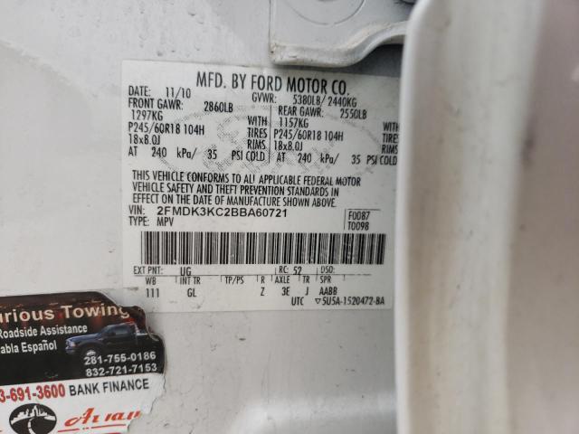 Photo 10 from auction – 2011 FORD EDGE LIMIT with VIN 2FMDK3KC2BBA60721