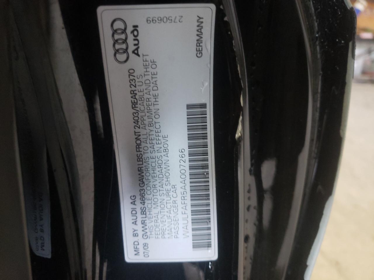 Photo 10 from auction – 2010 AUDI A5 PREMIUM with VIN WAULFAFR5AA007266