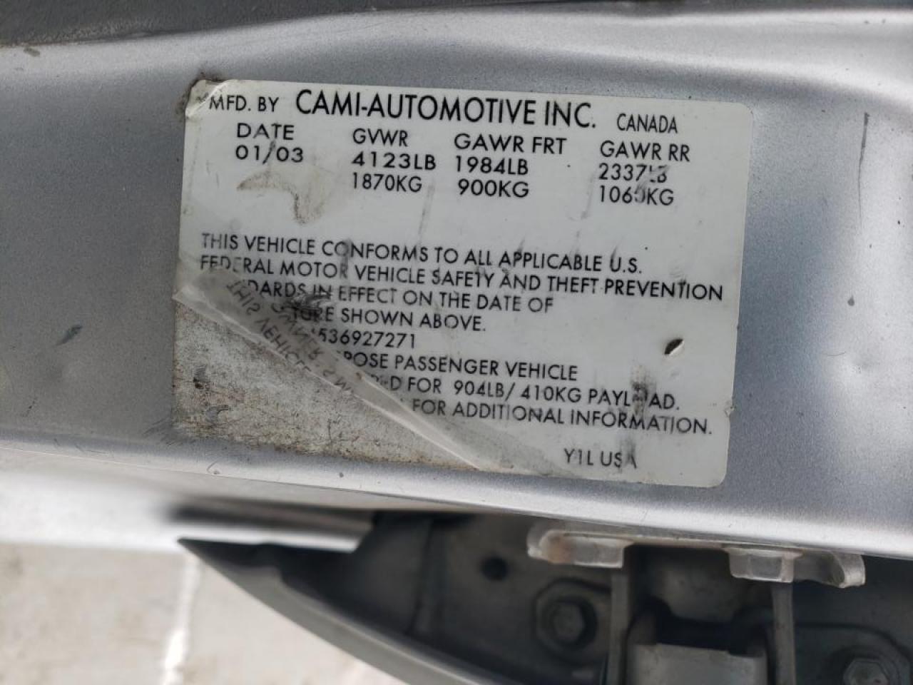Photo 10 from auction – 2003 CHEVROLET TRACKER with VIN 2CNBJ134536927271