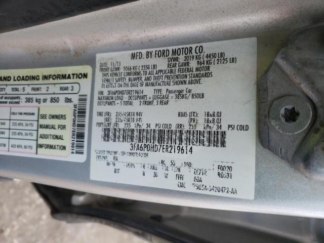 Photo 10 from auction – 2014 FORD FUSION SE with VIN 3FA6P0HD7ER219614