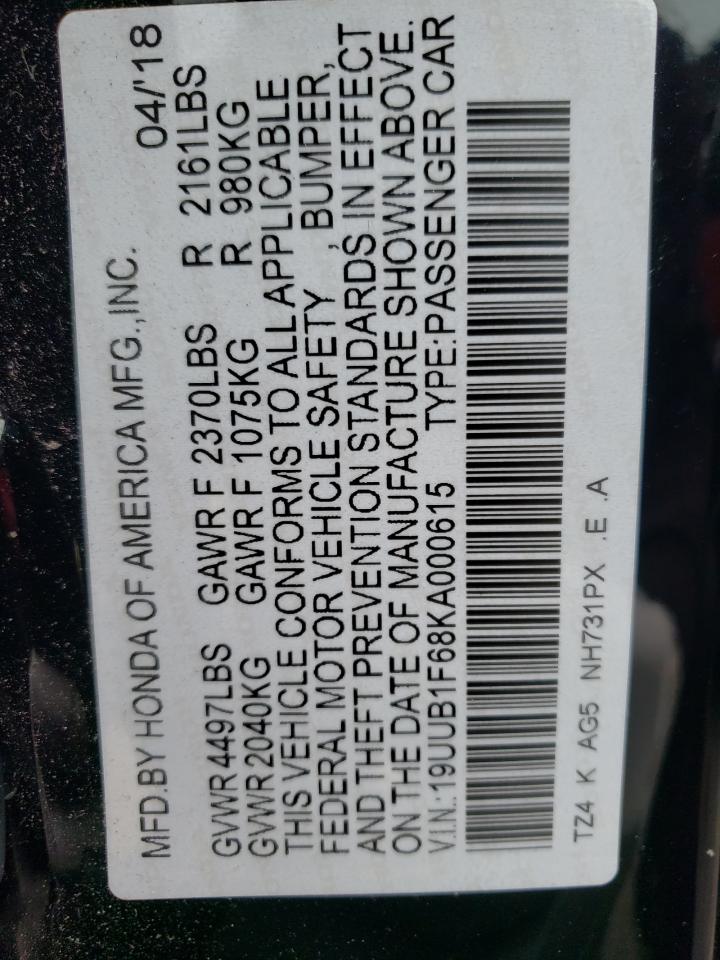 Photo 10 from auction – 2019 ACURA TLX TECHNO with VIN 19UUB1F68KA000615