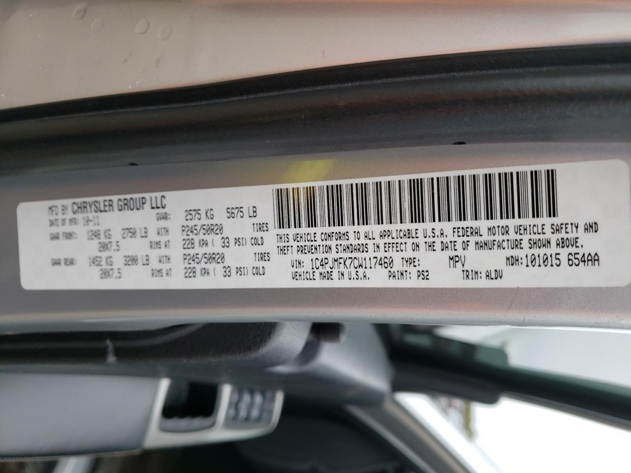 Photo 10 from auction – 2012 JEEP LIBERTY JE with VIN 1C4PJMFK7CW117460