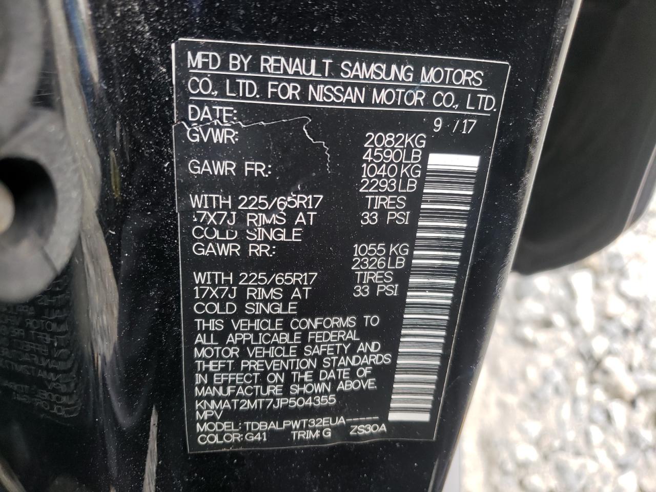 Photo 10 from auction – 2018 NISSAN ROGUE S with VIN KNMAT2MT7JP504355