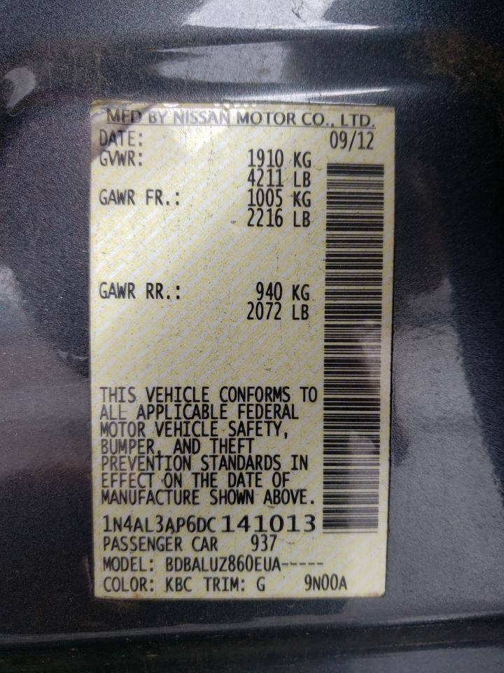Photo 10 from auction – 2013 NISSAN ALTIMA 2.5 with VIN 1N4AL3AP6DC141013