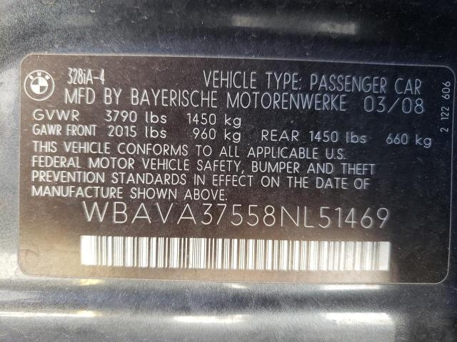 Photo 10 from auction – 2008 BMW 328 I with VIN WBAVA37558NL51469