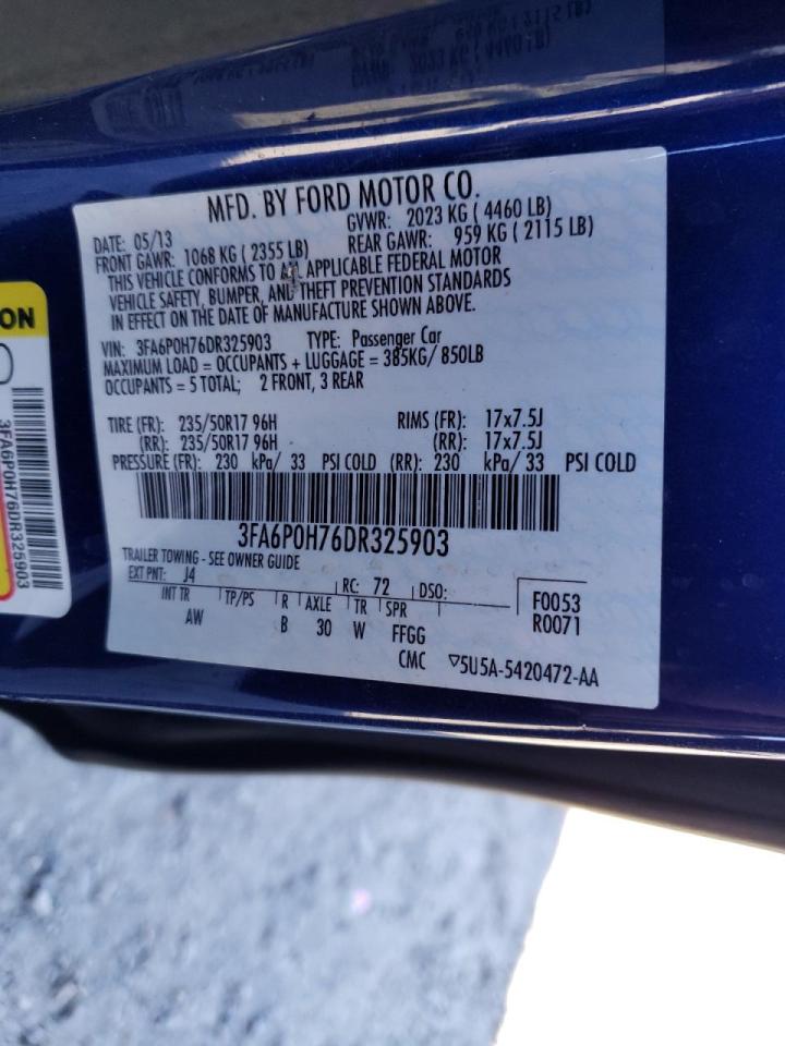 Photo 10 from auction – 2013 FORD FUSION SE with VIN 3FA6P0H76DR325903