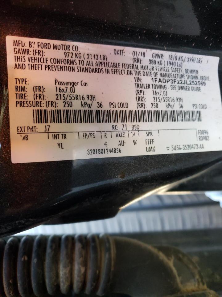 Photo 10 from auction – 2018 FORD FOCUS SE with VIN 1FADP3F22JL252569