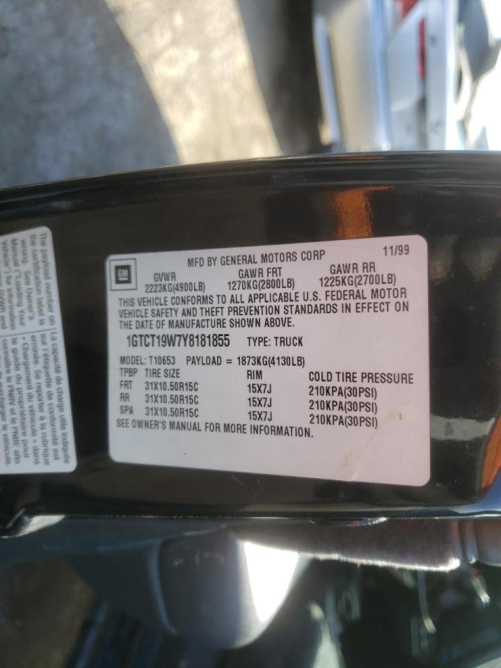 Photo 10 from auction – 2000 GMC SONOMA with VIN 1GTCT19W7Y8181855