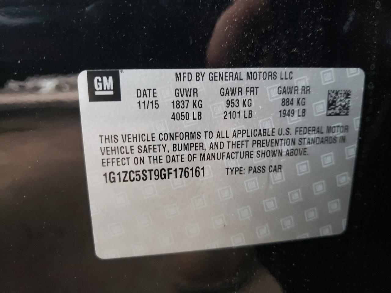 Photo 10 from auction – 2016 CHEVROLET MALIBU LS with VIN 1G1ZC5ST9GF176161
