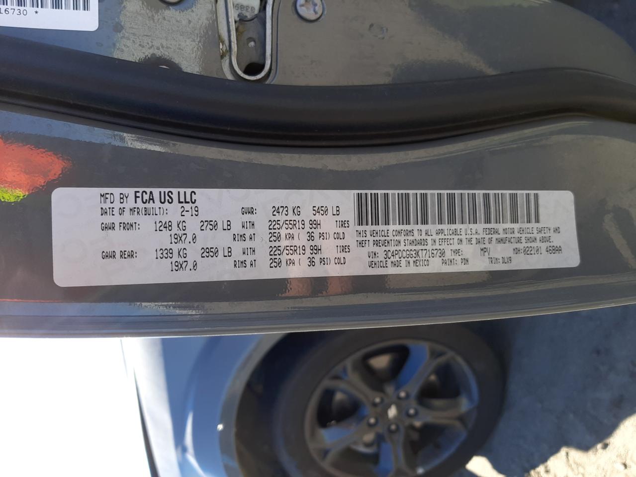 Photo 10 from auction – 2019 DODGE JOURNEY CR with VIN 3C4PDCGG3KT716730