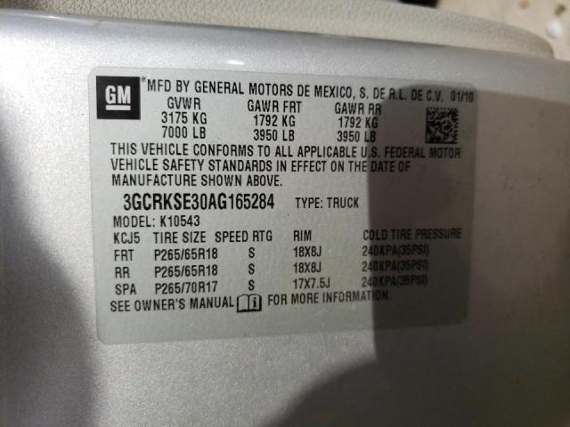 Photo 10 from auction – 2010 CHEVROLET SILVERADO with VIN 3GCRKSE30AG165284