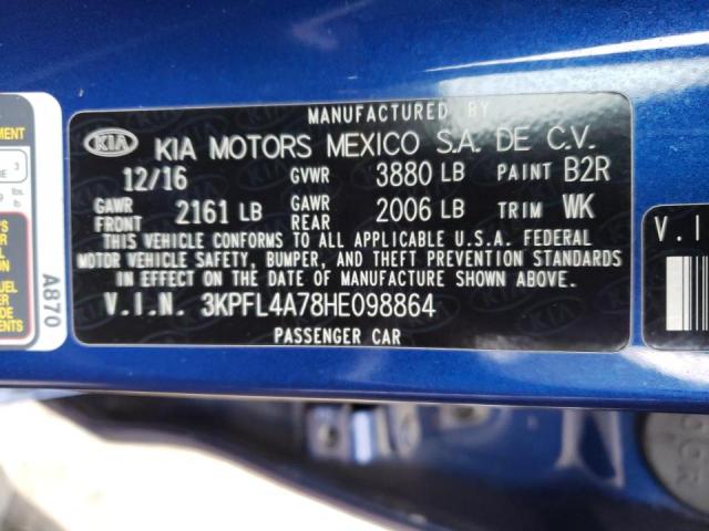 Photo 10 from auction – 2017 KIA FORTE LX with VIN 3KPFL4A78HE098864