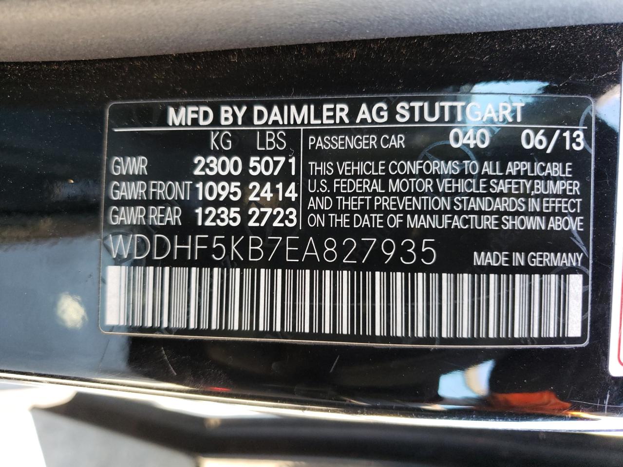 Photo 10 from auction – 2014 MERCEDES-BENZ E 350 with VIN WDDHF5KB7EA827935