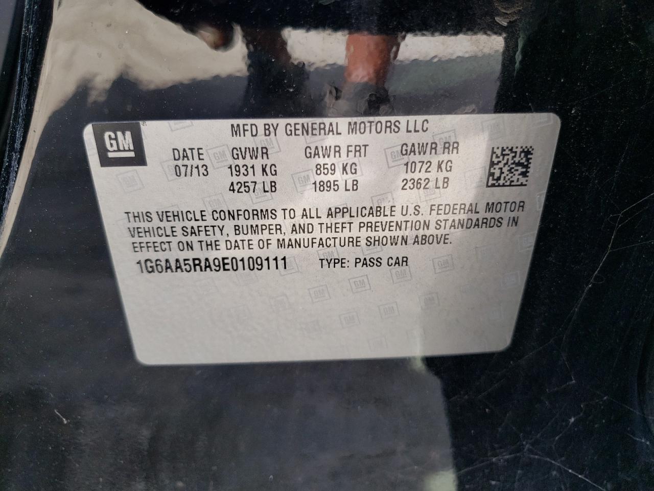 Zdjęcie 10 z aukcji – 2014 CADILLAC ATS z VIN 1G6AA5RA9E0109111