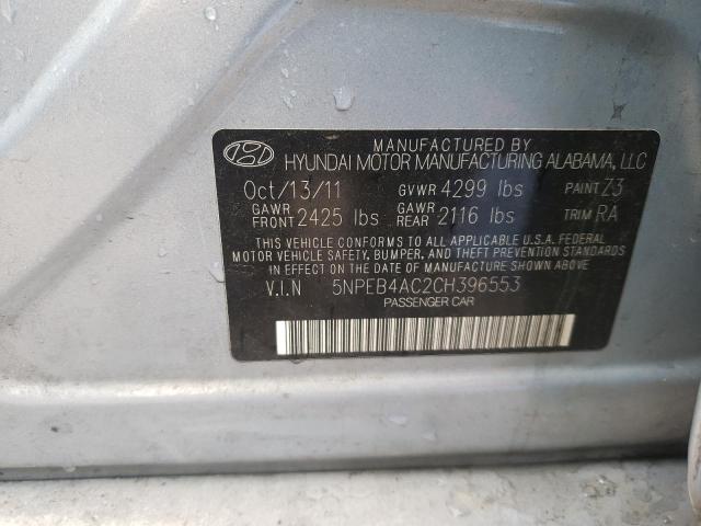 Photo 10 from auction – 2012 HYUNDAI SONATA GLS with VIN 5NPEB4AC2CH396553