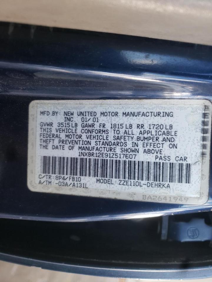 Photo 10 from auction – 2001 TOYOTA COROLLA CE with VIN 1NXBR12E91Z517607