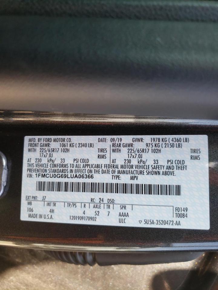 Photo 10 from auction – 2020 FORD ESCAPE SE with VIN 1FMCU0G69LUA06366
