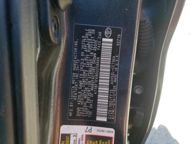Photo 10 from auction – 2013 TOYOTA CAMRY L with VIN 4T1BF1FK8DU258668