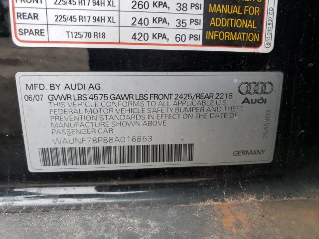 Photo 10 from auction – 2008 AUDI A3 2.0 PRE with VIN WAUNF78P88A016853