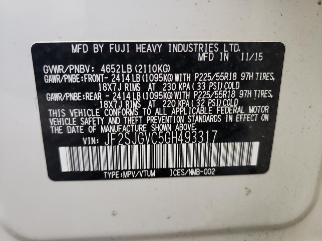 Photo 10 from auction – 2016 SUBARU FORESTER 2 with VIN JF2SJGVC5GH493317