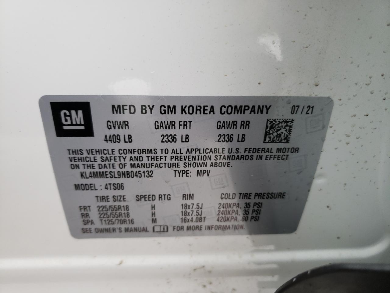 Photo 10 from auction – 2022 BUICK ENCORE GX with VIN KL4MMESL9NB045132