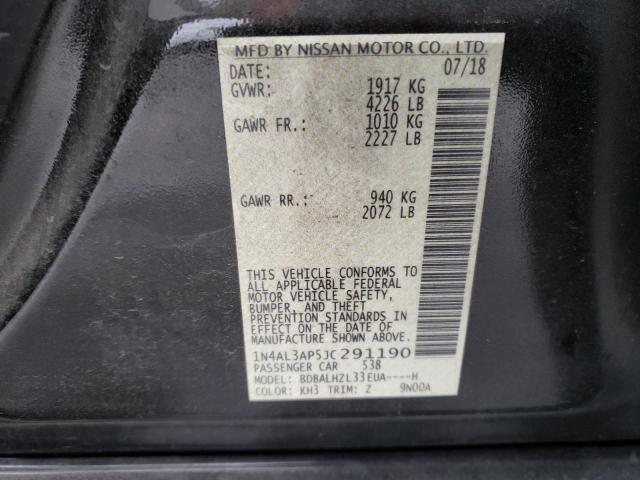 Photo 10 from auction – 2018 NISSAN ALTIMA 2.5 with VIN 1N4AL3AP5JC291190