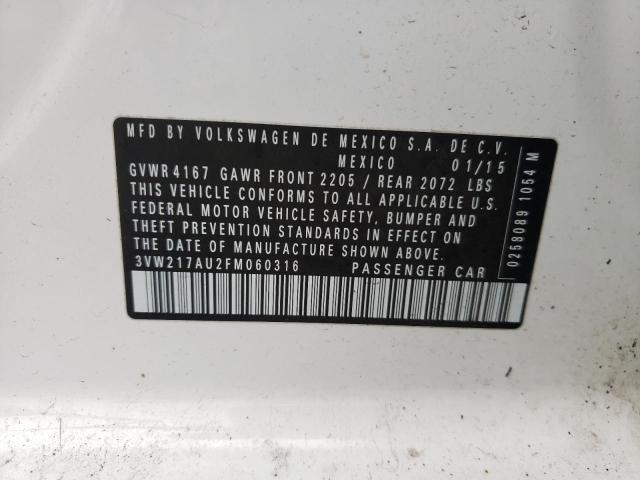 Photo 10 from auction – 2015 VOLKSWAGEN GOLF with VIN 3VW217AU2FM060316