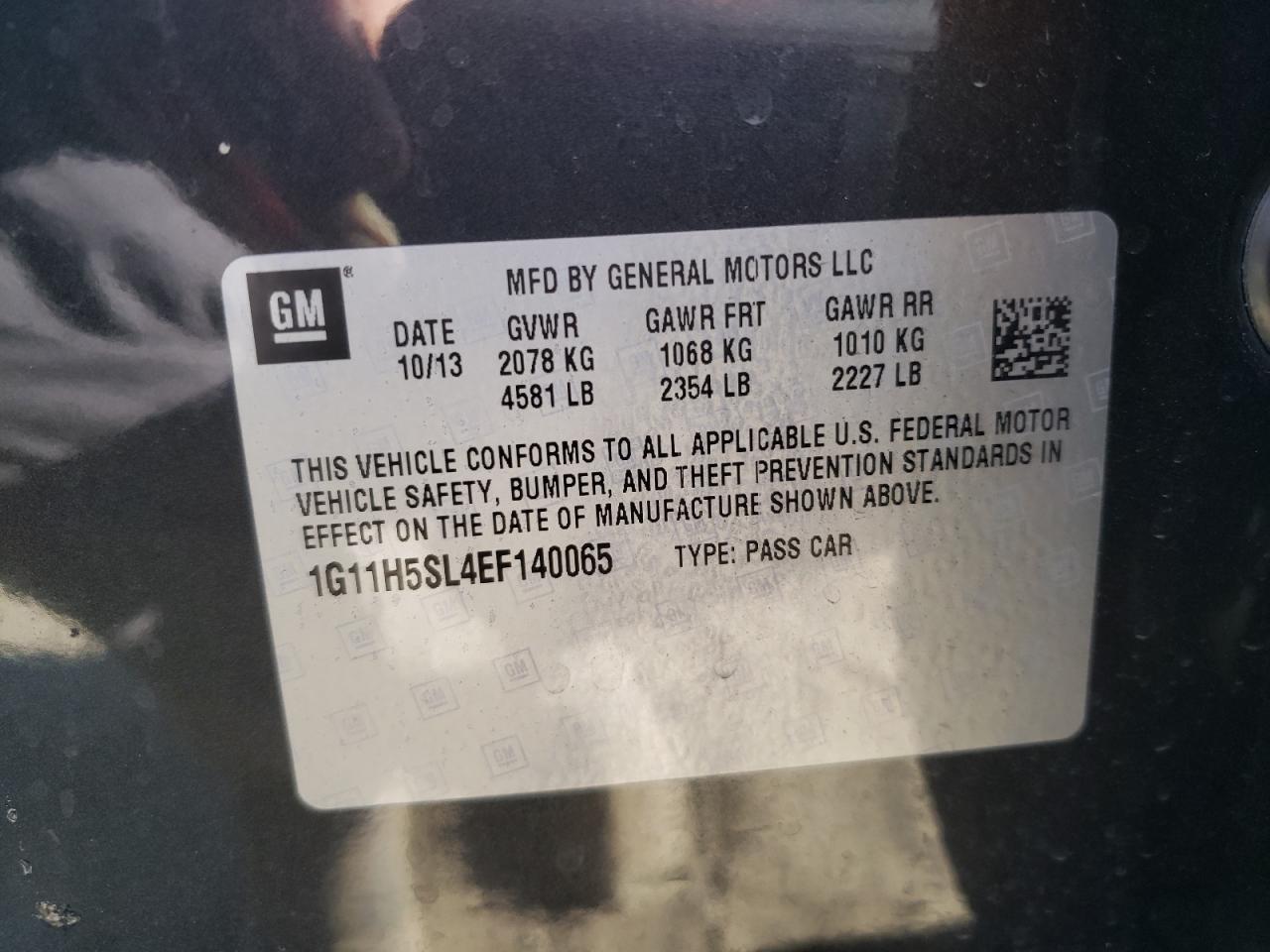 Photo 10 from auction – 2014 CHEVROLET MALIBU LTZ with VIN 1G11H5SL4EF140065