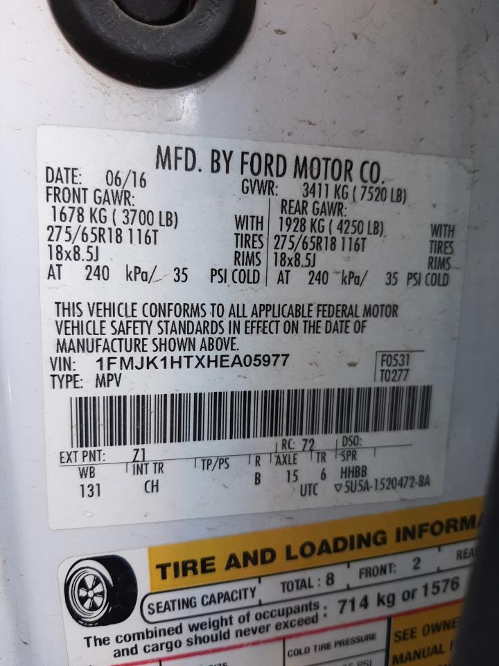 Photo 10 from auction – 2017 FORD EXPEDITION with VIN 1FMJK1HTXHEA05977