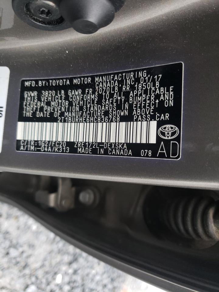 Photo 10 from auction – 2017 TOYOTA COROLLA L with VIN 2T1BURHE6HC836768